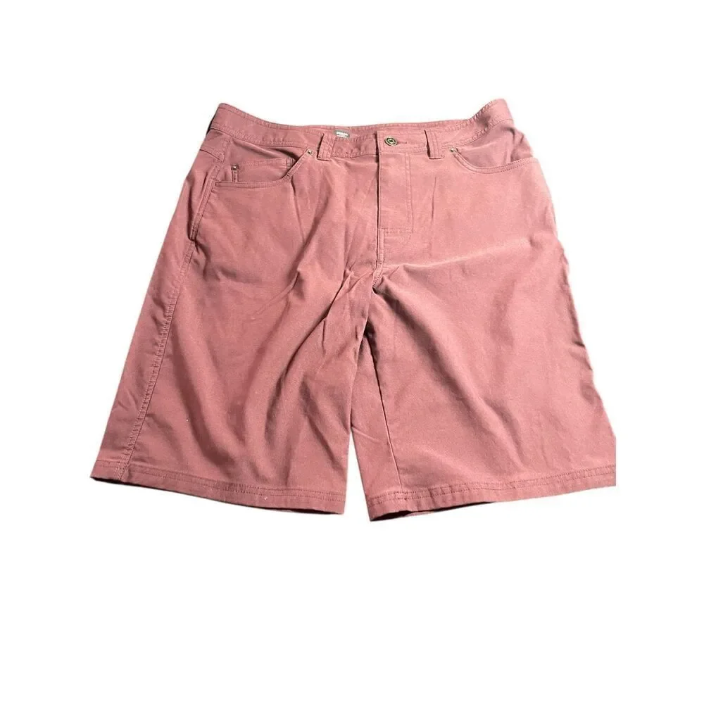 Prana Mens Maroon Standard Fit Flat Front Casual Chino Shorts Size 36/11